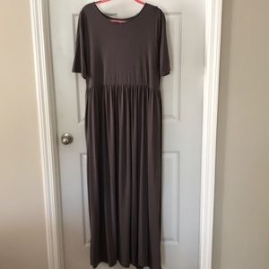 Grey, floor length dress